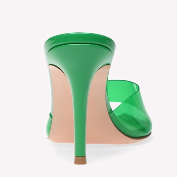 Women's Green Clear Slingback Stiletto Heels Sexy Dress Sandals Shoes Party - Picture 6 of 7